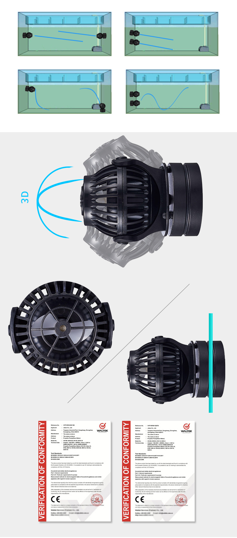 ◆送料無　保証有　Jebao　SOW-15（OW40の新型）　造波水流DCポンプ　９０ｃｍワイド、１２０ｃｍ～ Jebao OW10 OW25 OW40 OW50 SOW4 SOW8 SOW15 SOW20 Wave Maker
